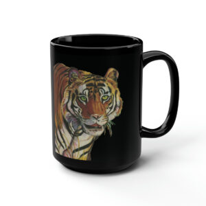 Black Ceramic Eye Of The Tiger Mug, 15oz