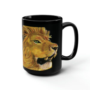 Black Ceramic Lion Pride Mug, 15oz