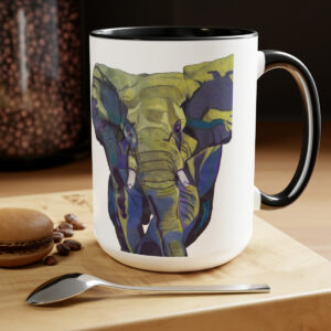 Ceramic Elephant Running Free Coffee Mugs, 15oz